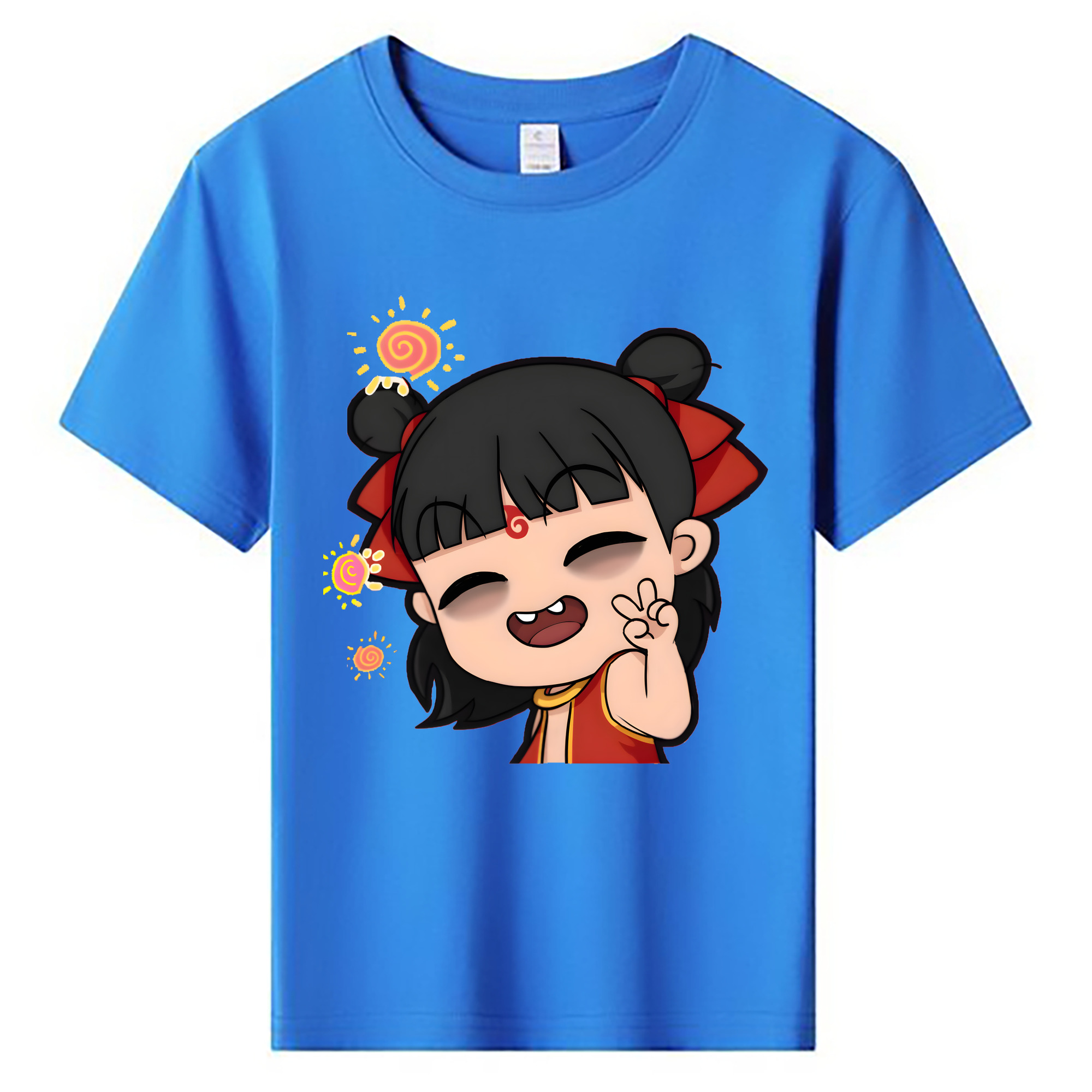 （画像用） Ne Zha 2 ナタ 魔童の大暴れ 綿100％キッズTシャツ（フロントプリント）